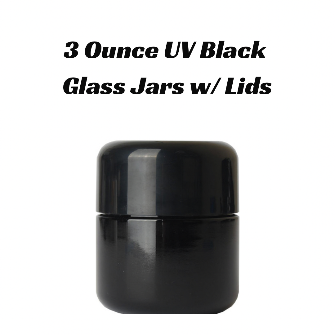 3oz UV black glass jar with CHILD RESISTANT lid