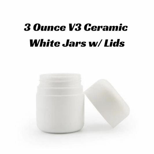 3oz V3 ceramic white jars w/lids