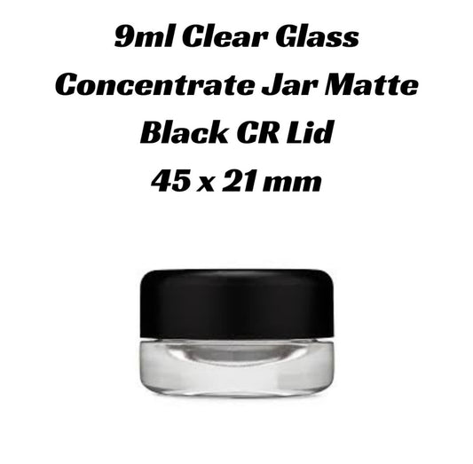 9mL clear glass concentrate container w/ matte black lid